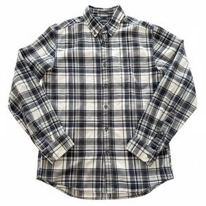 Eddie Bauer Men's Black and White Plaid Button-Down Shirt